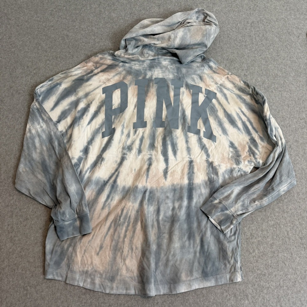 Victoria's Secret PINK Blue & Blush Tie Dye Long Sleeve Tee XL Spirit Jersey